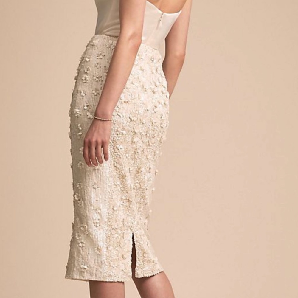 NWT - Ivory Sequin Beaded Pencil Skirt